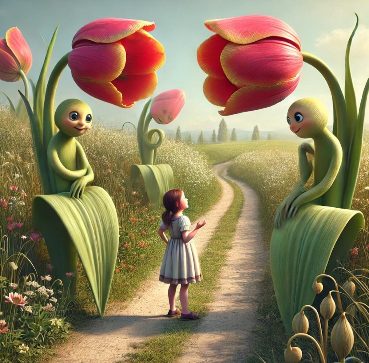 La petite fille et les tulipes magiques